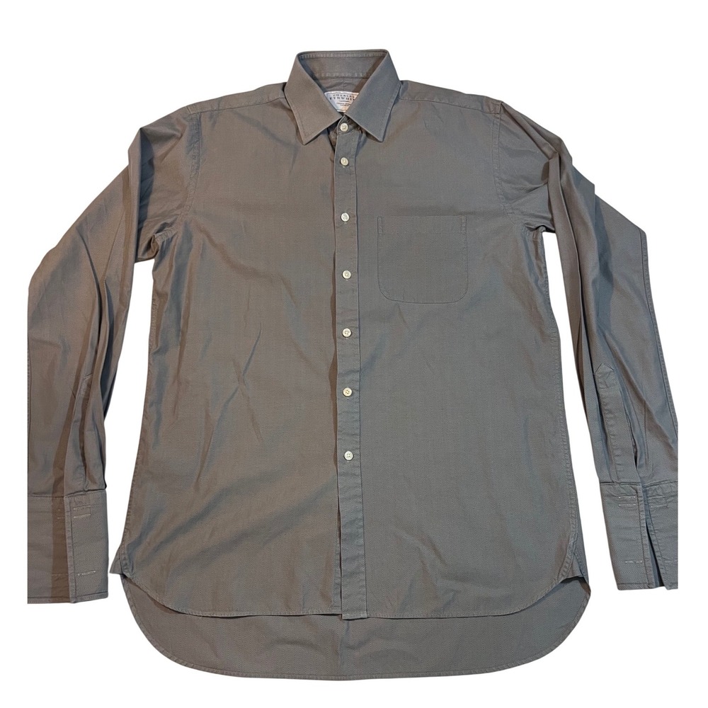 Charles‎ Tyrwhitt Mens Grey Herringbone French Cuff Dress Shirt 16/36 London